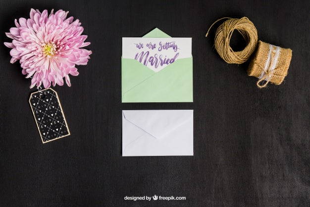 Cute Stationery Wedding Mockup Psd
