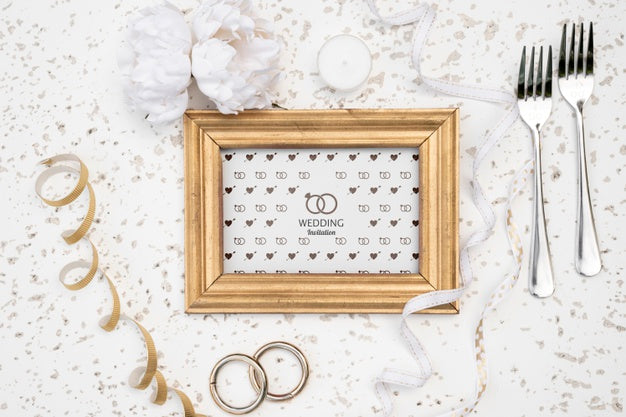 Cute Wedding Invitation Frame With Forks Psd