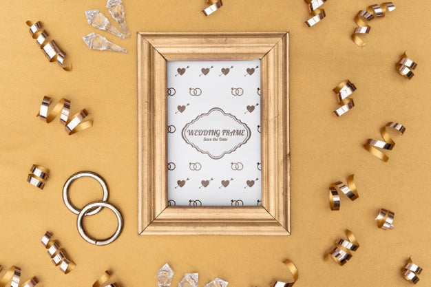 Cute Wedding Invitation Frame With Mock-Up Psd