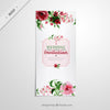 Cute Wedding Long Flyer With Watercolor Roses Psd