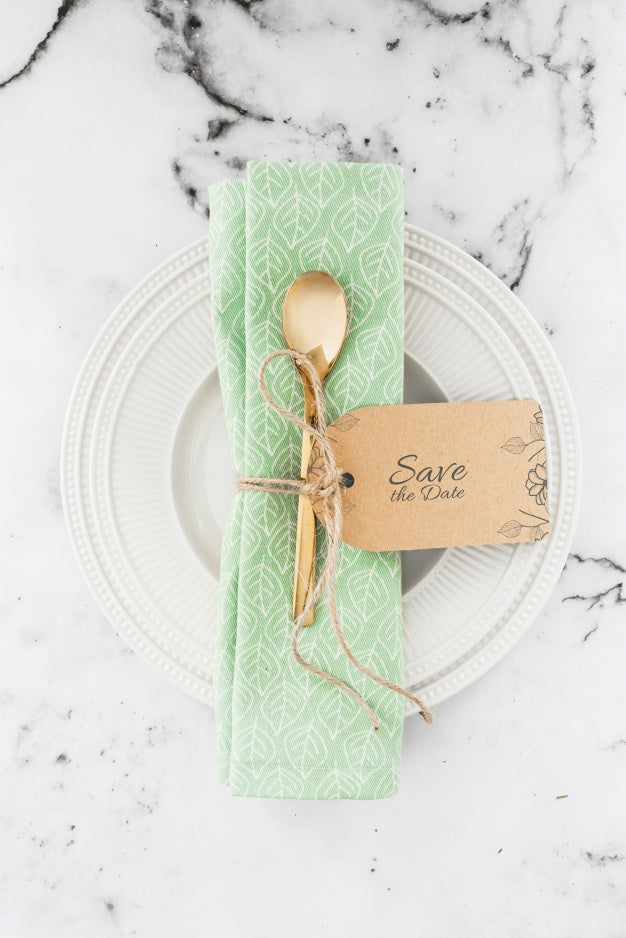 Cutlery Mockup With Save The Date Concept Psd