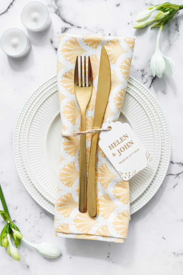 Cutlery Mockup With Save The Date Concept Psd