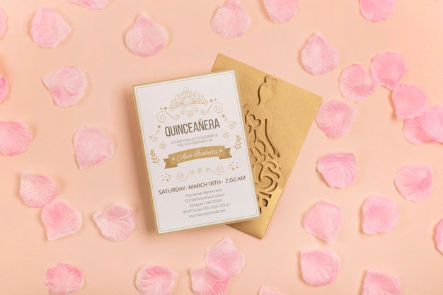 Cutout Sweet Fifteen Birthday Invitation Psd