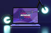 Cyber Monday Composition With New Laptop Mock-Up Psd