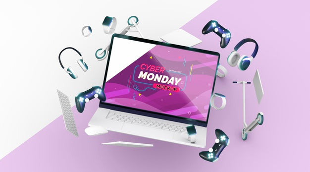 Cyber Monday Laptop For Sale Mock-Up Psd
