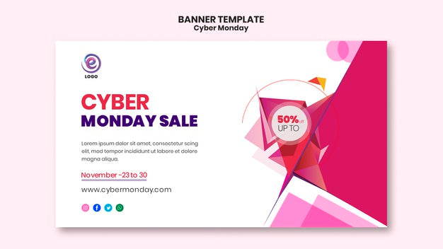 Cyber Monday Realistic Banner Template Psd