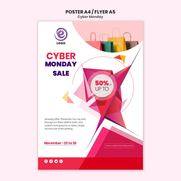 Cyber Monday Realistic Poster Template Psd