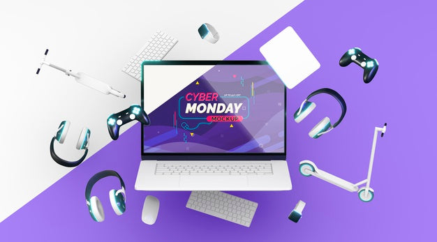 Cyber Monday Sale Assortment Mock-Up Psd