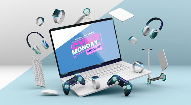 Cyber Monday Sale Composition Mock-Up Psd