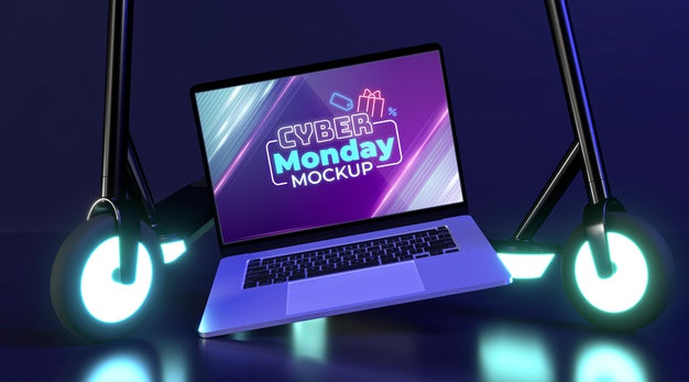 Cyber Monday Sale Mock-Up With Futuristic Arrangement Psd