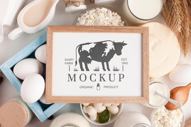 Dairy Mock-Up With Frame And Placeholder Psd