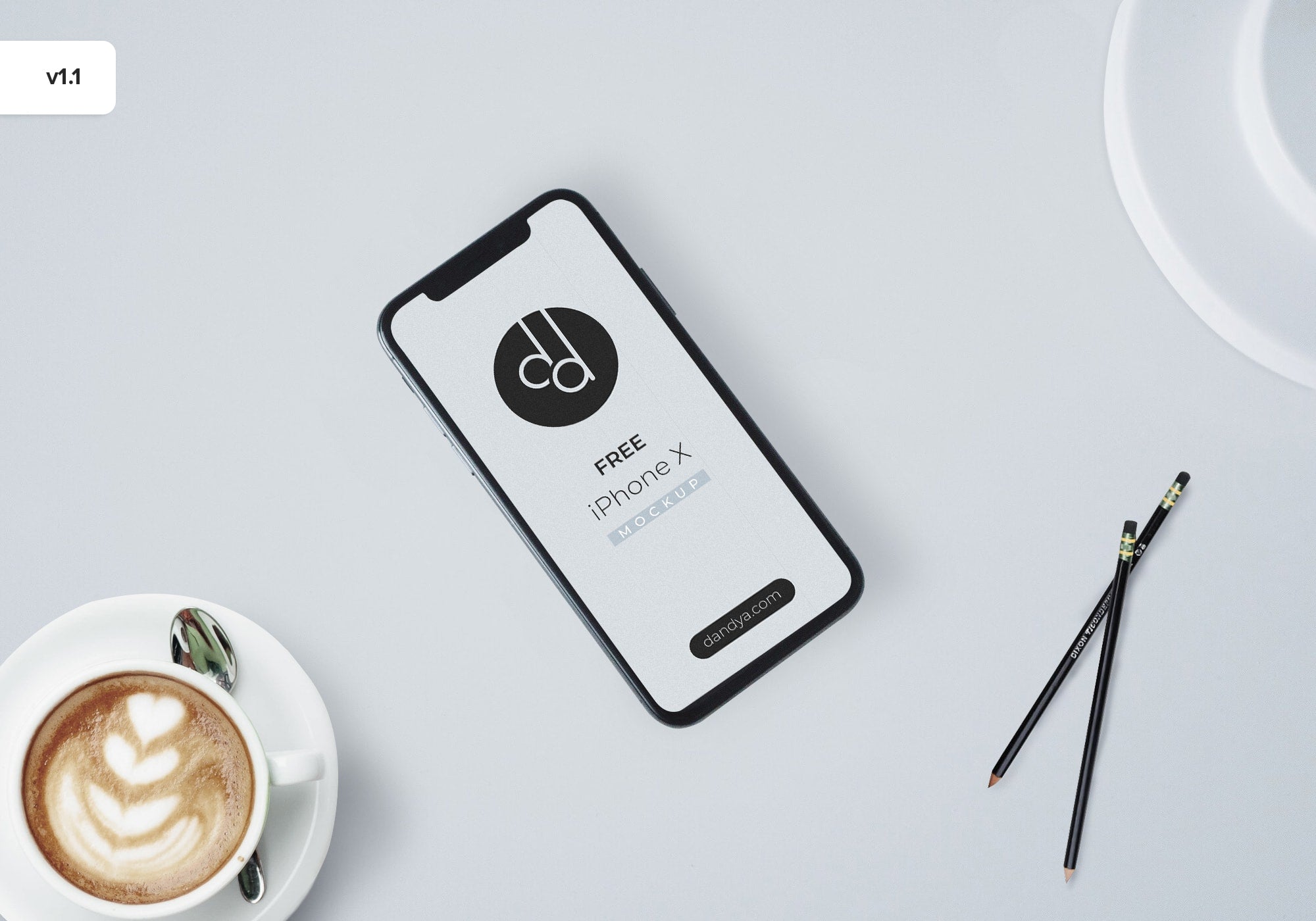 iPhone X Mockup with a Cappuccino Cup