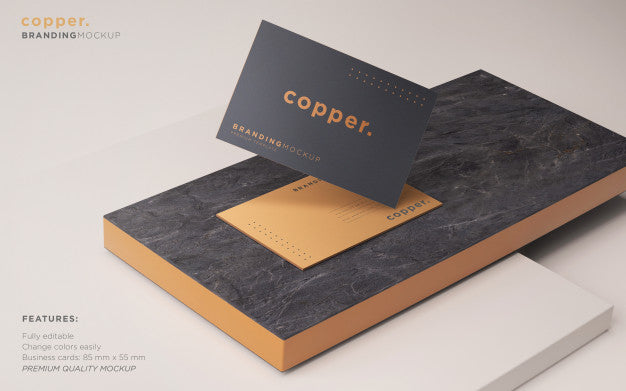 Dark And Copper Business Card Psd Mockup Psd