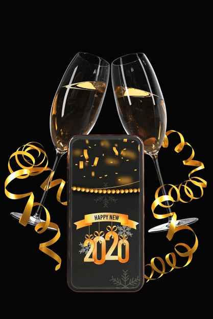 Dark And Golden View With Phone And Glasses Psd