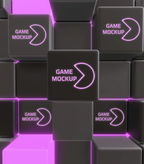 Dark Background With Neon Symbols Psd