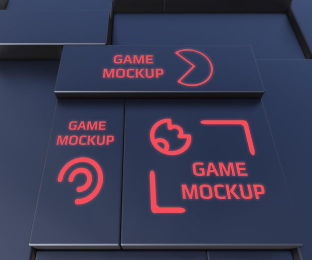 Dark Background With Red Neon Logo Psd