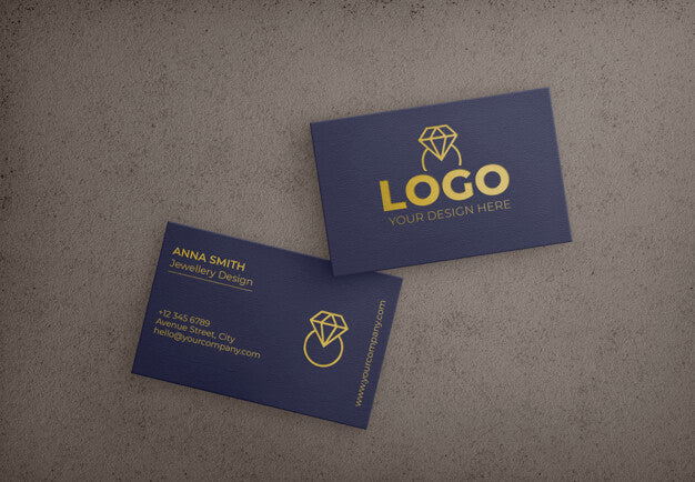 Dark Blue Bussiness Card With Golden Design Psd