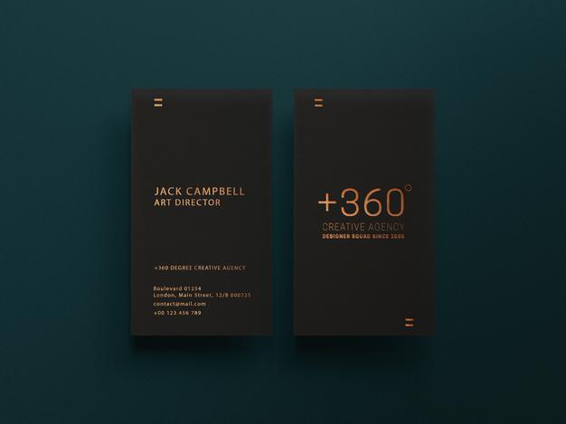 Dark Business Card Mockup With Luxury Gold Effect Psd
