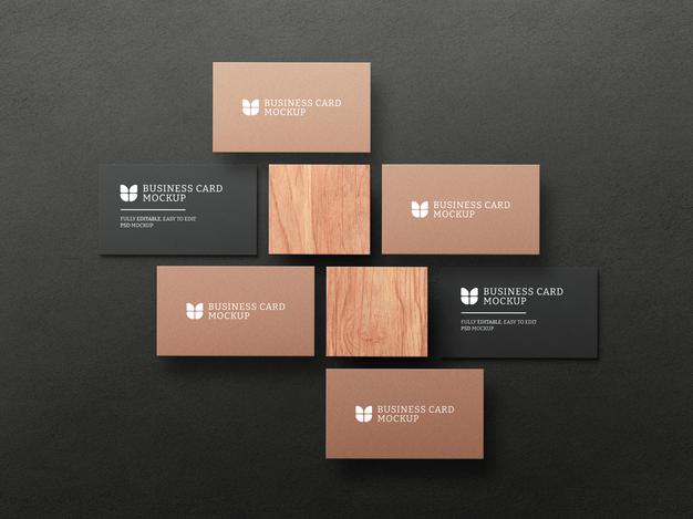 Dark Business Card With Kraft Paper Mockup Psd