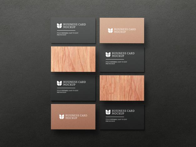 Dark Business Card With Kraft Paper Mockup Psd