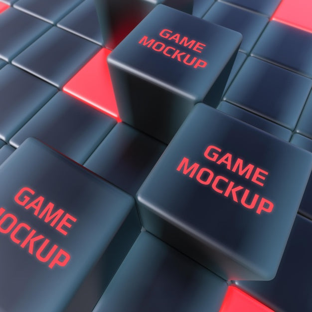 Dark Cubes Game Mockup Psd