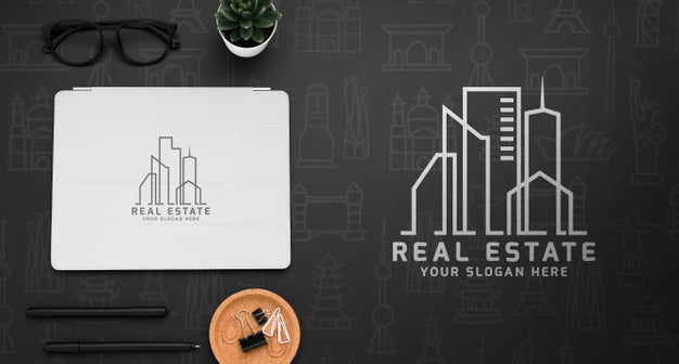 Dark Desk Arrangement Mock-Up Psd