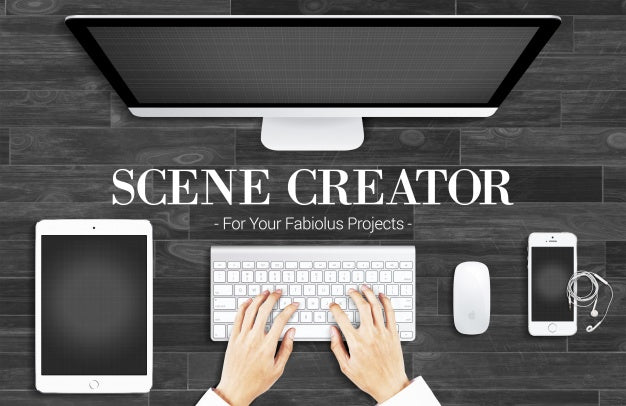 Dark Desktop Mock Up Psd