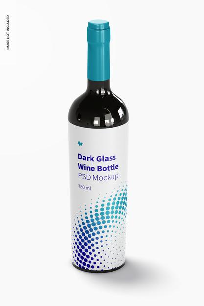 Dark Glass Wine Bottle Mockup Psd