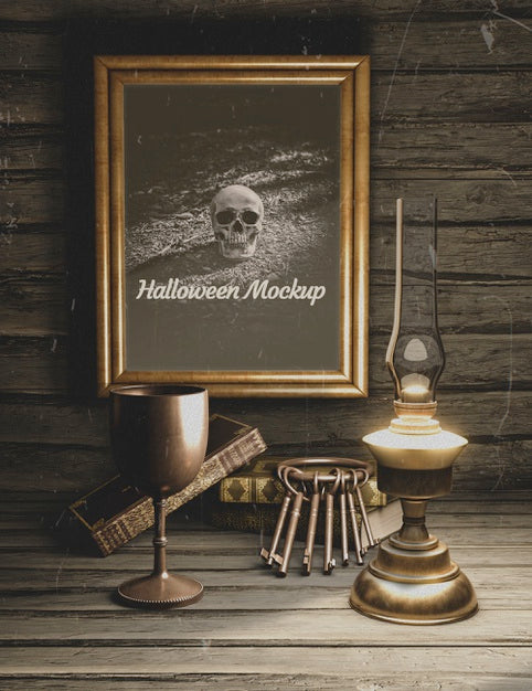 Dark Gothic Decoration With Wooden Walls Psd