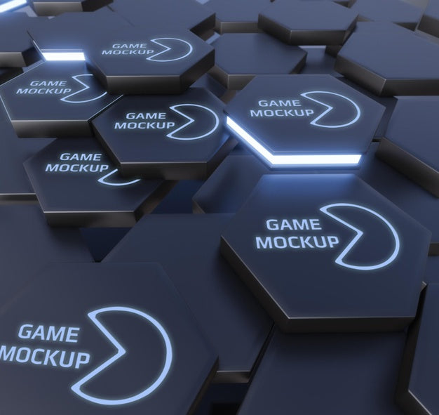 Dark Shapes With Glowing Logo Psd