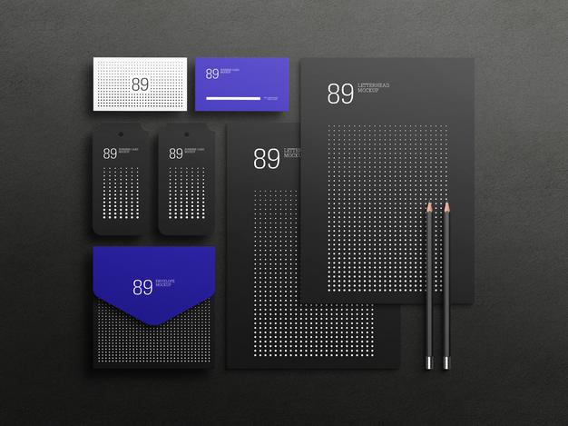 Dark Stationary Set Mockup Psd