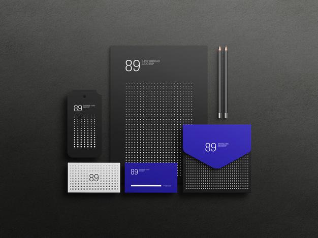Dark Stationary Set Mockup Psd