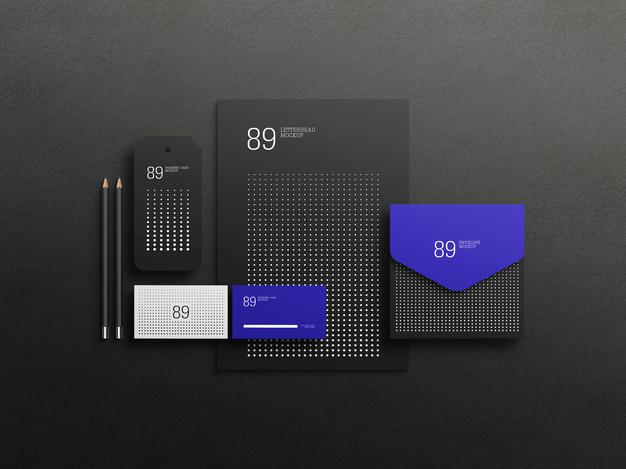Dark Stationary Set Mockup Psd