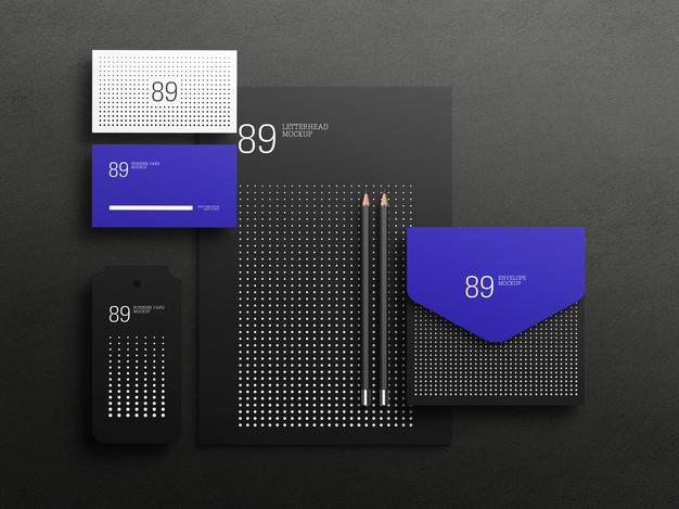 Dark Stationary Set Mockup Psd