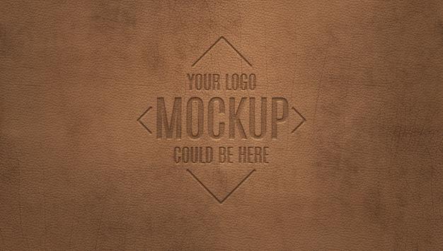 Debossed Logo On Brown Leather Mockup Psd