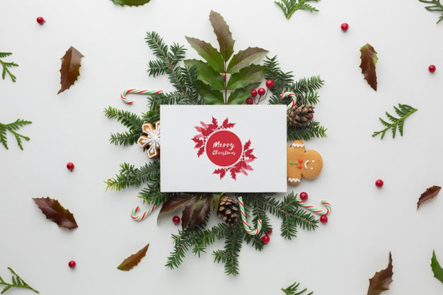 Deciduous Leaves And Merry Christmas Card Psd