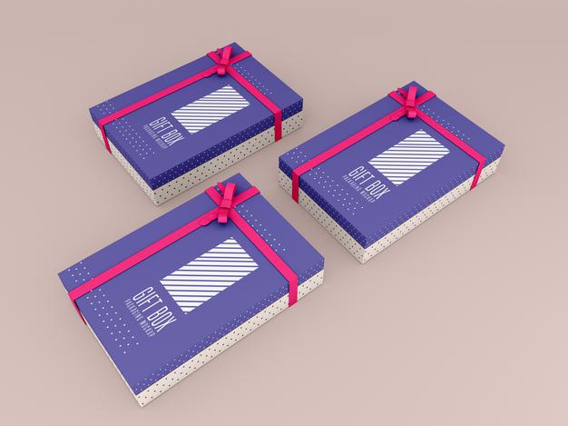 Decorated Gift Box Mockup Psd