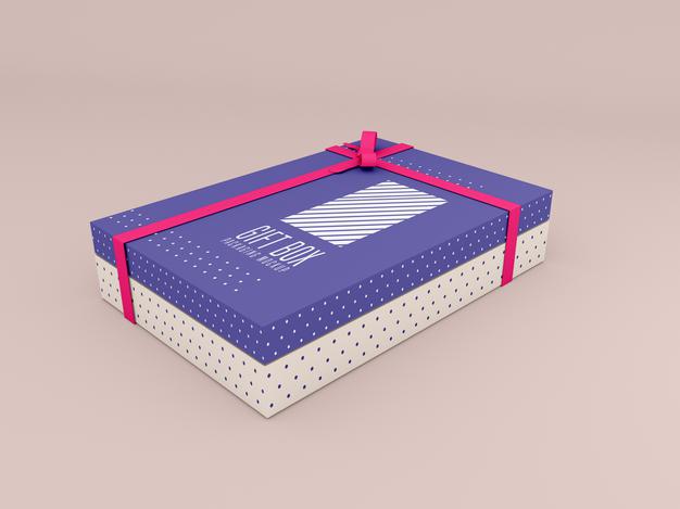 Decorated Gift Box Mockup Psd