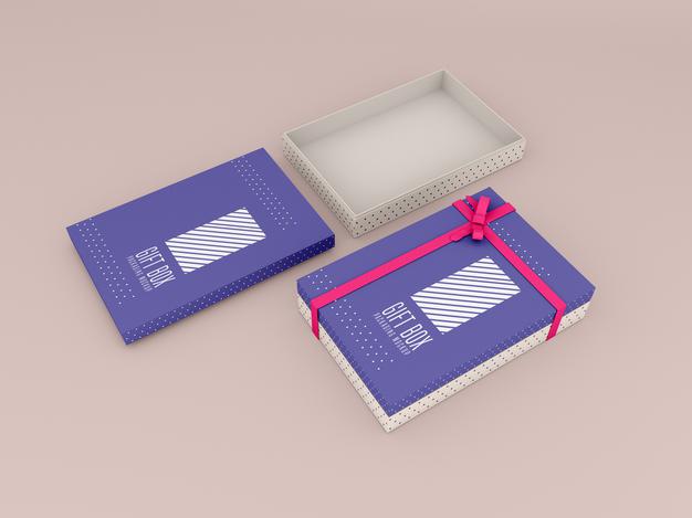 Decorated Gift Box Mockup Psd