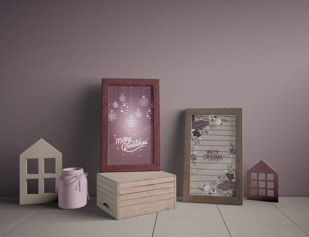 Decoration On Floor And Painting With Christmas Theme Psd