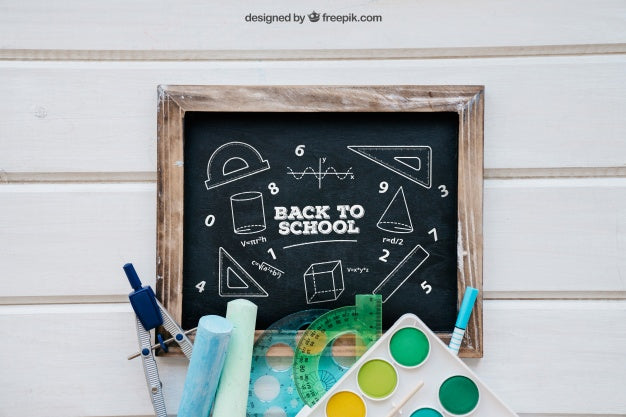 Decorative Back To School Mockup With Slate Psd