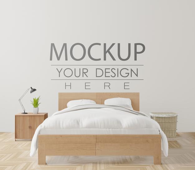 Decorative Bedroom Interior Wall Mockup Psd