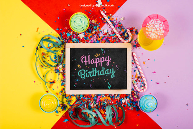 Decorative Birthday Mockup With Slate Psd