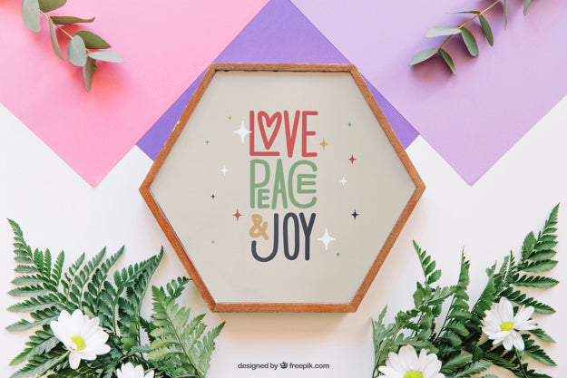 Decorative Botanical Mockup With Frame And Leaves Psd