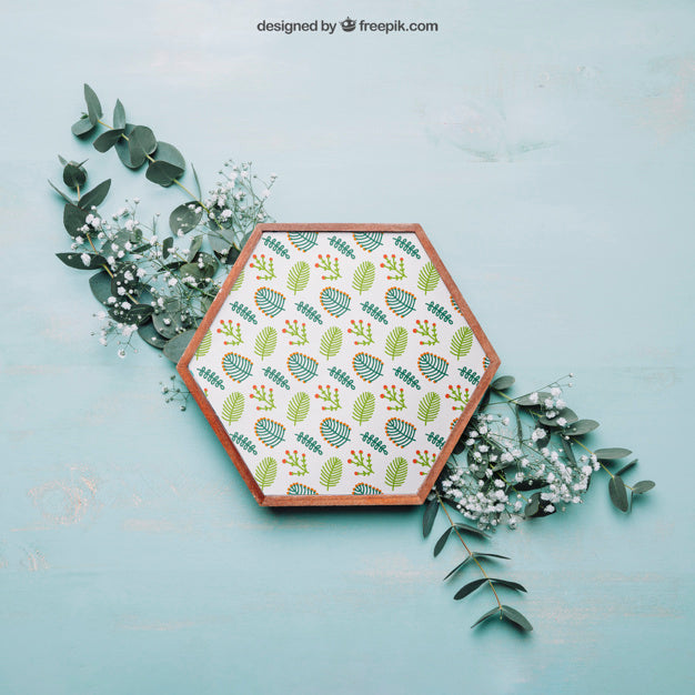 Decorative Botanical Mockup With Frame And Wildflowers Psd
