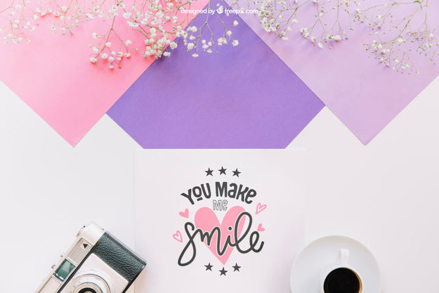 Decorative Botanical Mockup With Paper And Coffee Psd