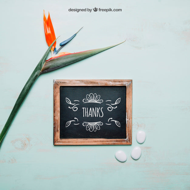 Decorative Botanical Mockup With Slate And Plant Psd