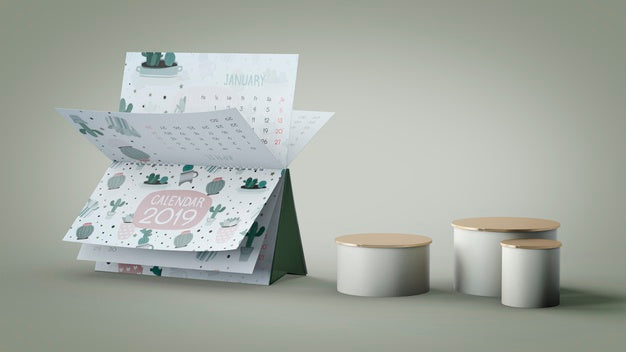 Decorative Calendar Mockup Against Wall Psd