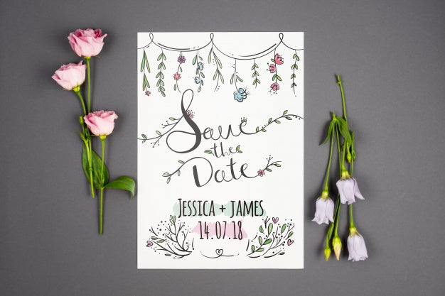 Decorative Card Mockup With Roses Psd