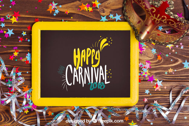 Decorative Carnival Mockup With Slate Psd